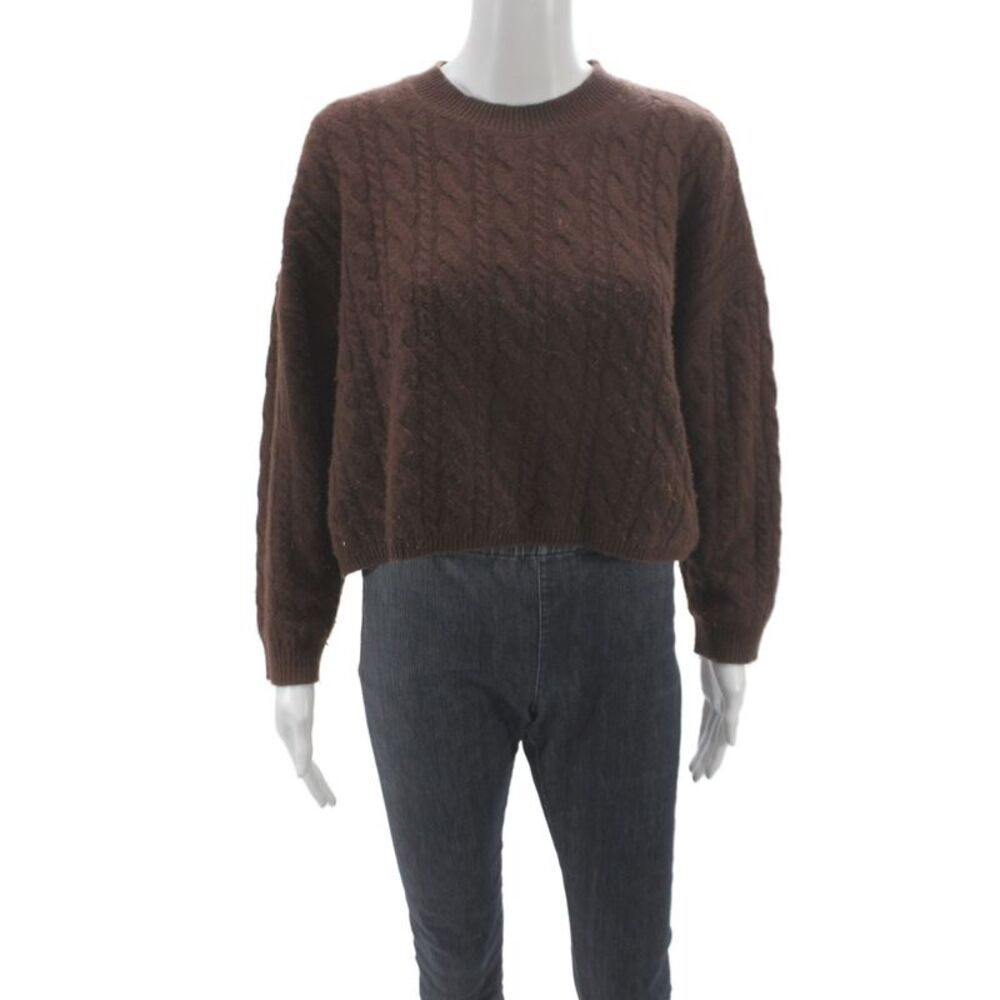 Alice + Olivia Unisex Pullover Cashmere Sweater Brown Round Neck Size XS